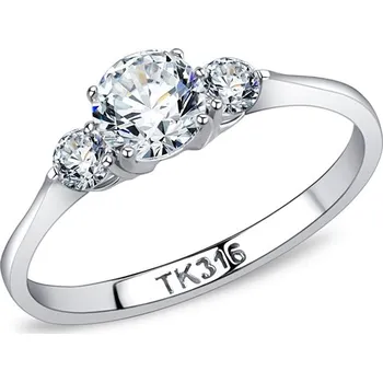 Prsten Šperky4U Ocelový prsten se 3mi zirkony - velikost 57 - AL-0036-57