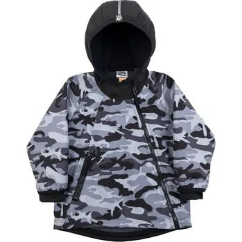 Chlapecká bunda šedá maskáčová bunda se šikmým zipem