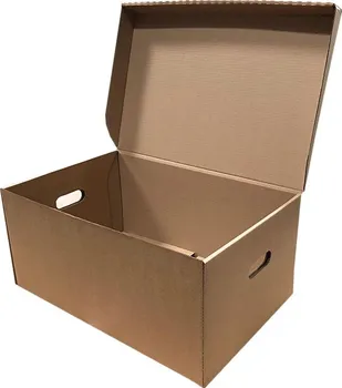 Archivační box Obaly KREDO archivační krabice s víkem 560 x 370 x 275 mm hnědá