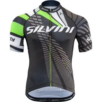 cyklistický dres Dres Silvini Team MD1400 Black-Green Velikost: M