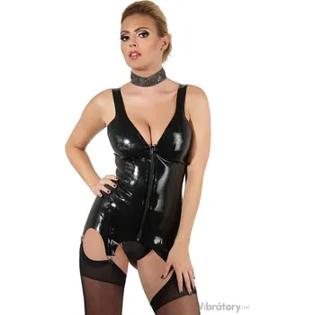 Dámský erotický korzet Latexový top s podvazky a zipem LATE X, S