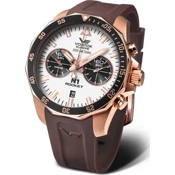 Hodinky Hodinky Vostok Rocket N-1 Chrono line 6S21/225B619S hnědý + Dárek zdarma
