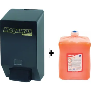 Sada koupelnových doplňků uklidshop Čistič rukou SWARFEGA ORANGE 4x4l + dávkovač mýdla MEGAMAX černý 4 l ZDARMA