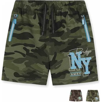 Chlapecké kraťasy KUGO CHLAPECKÉ KRAŤASY "BRIDGE" Barva: khaki/zelené detaily, Velikost: 140