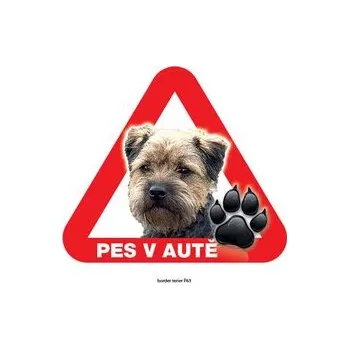 Grel nálepka na plech pozor pes v autě border teriér