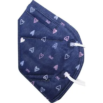 respirátor Balerina-Czech, s.r.o. Dětský respirátor 8-13let FFP2 - Modrá srdíčka (PFHM731) Počet ks: 1