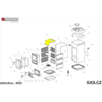 Krbová kamna NORDICA Deflektor spalin horní, ocelový pro kamna JUNIOR a SUPER JUNIOR; MAX a SUPER MAX
