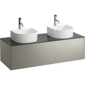 Nábytek Sonar - skříňka 118x45 pod umyvadlovou mísu, 2 výřezy, 1 otvor pro baterii, 1 zásuvka, bílá mat a nero marquina H4054280341431