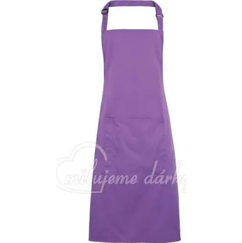Kuchyňská zástěra Dlouhá fialová zástěra s laclem a jednou kapsou, rich violet