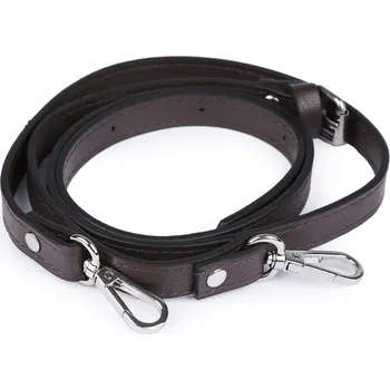 Koženkový popruh / ucho na kabelku s karabinami šíře 1,5 cm, barva 3 hnědá tmavá nikl