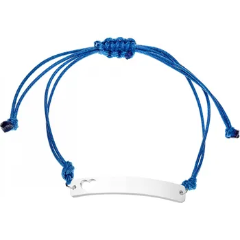 Náramek Šperky4U Modrý textilní náramek - destička se srdíčkem - ON013-B