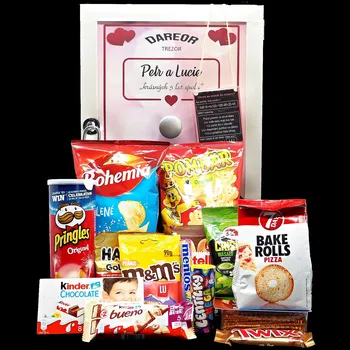 Dárkový potravinový koš TREZOR – dárková bedna s potiskem MIX