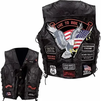 Moto vesta Kožená vesta patchwork Live to ride - XL