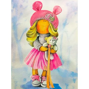 Diamantové malování TSvetnoy TSvetnoy, LE045e, Diamond painting - diamantové malování, 30 x 40 cm, Panenka Olívie