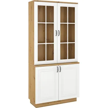 Obývací stěna Vitrína s komodou 2D FEDERICO dub artisan/bílá