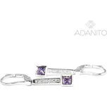 Zlaté briliantové visací náušnice z bílého zlata s ametystem