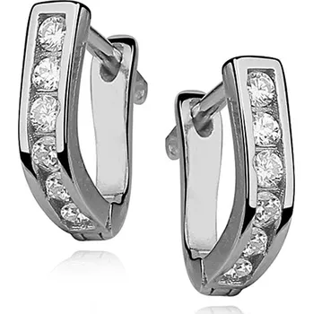 Náušnice Stříbrné hranaté náušnice zdobené zirkony - Meucci SLE165