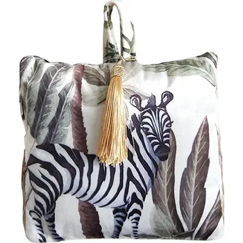Dekorativní polštářek Dveřní sametová zarážka Jungle Zebra - 17*10*18cm