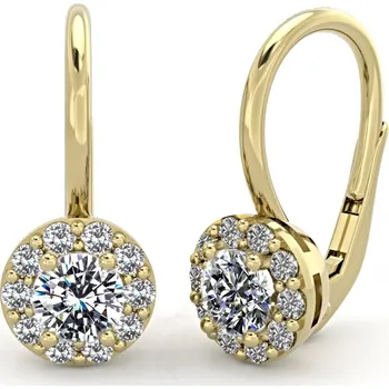 Náušnice Dívčí náušnice ze žlutého zlata . kolečka s čirými zirkony