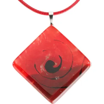 Přívěsek Skleněný přívěsek kosočtvercový červený SARAH P0903