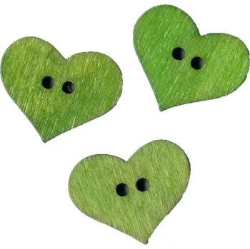 Knoflík Dřevěný Knoflík Srdce Zelený 16 x 19 mm (Dřevěný Knoflík Srdce Zelený 16 x 19 mm)