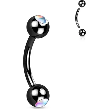 Piercing Černý piercing do obočí - čiré kamínky