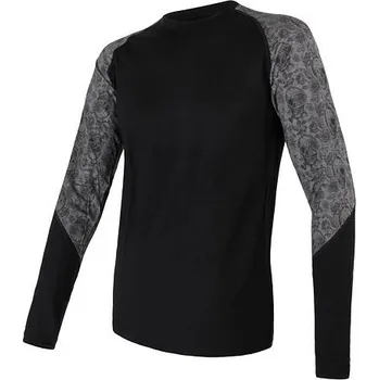 Pánské tričko SENSOR MERINO IMPRESS pánské triko dl.rukáv černá/skulls Velikost: XXL