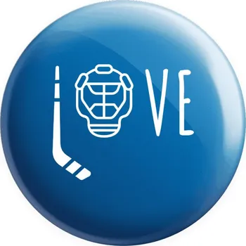 Placka LOVE s hokejkou a helmou