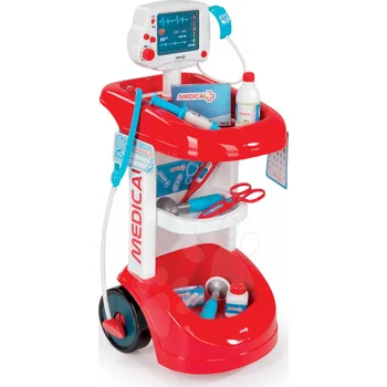 Hra na obchod Lékařský vozík Smoby se zvukem a tlakoměrem a 12 doplňky