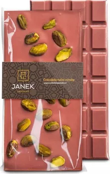 Čokoláda Čokoládovna Janek Ruby čokoláda 48 % s pistáciemi 85 g