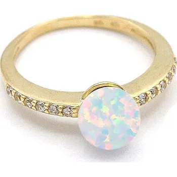 Prsten Zlatý prsten s opálem a zirkony 2,43g