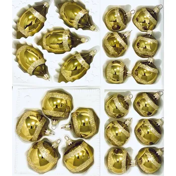 Vánoční ozdoba IRISA Skleněná ozdoba Zlatá elegance sada 22ks Velikost: 6 cm, Balení: 22ks, Barva: zlatá