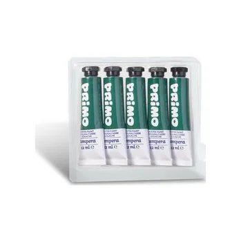 Výtvarná barva Temperová barva PRIMO, 12ml, 5ks, tm. zelená, tuba