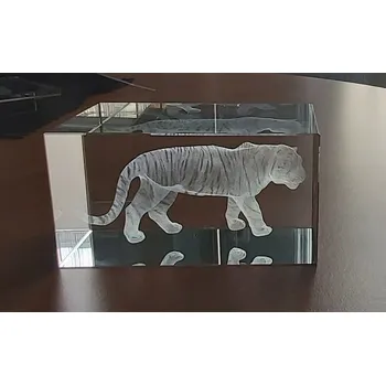 3D puzzle 3D tygr ve skl. kvádru 60 x 60 x 110 mm (Skleněné těžítko)