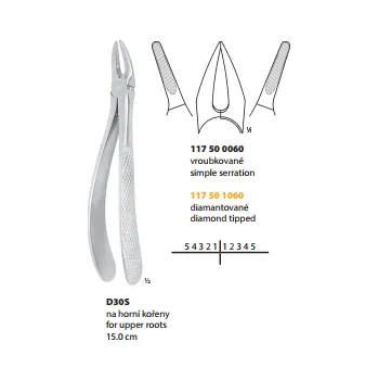 Kleště Medin Kleště extrakční D30S na horní kořeny 15.0cm