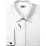Pánská košile AMJ na manžetové knoflíčky, bílá JDSA018MK, dlouhý rukáv, slim fit, vel. 43