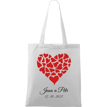 Látková taška Srdce se jmény