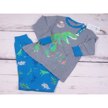 Chlapecké pyžamo KUGO Pyžamo šedé s modrou s dinosaury velikost oblečení - děti: 98