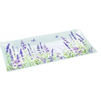 Talíř Easy Life, Itálie Easy Life - Skleněný talíř LAVENDER FIELD v dárkové krabičce - 36*17 cm