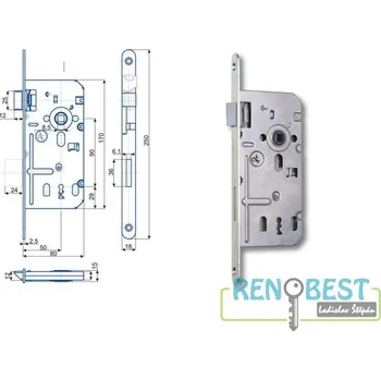 zadlabací zámek HOBES Zámek zadlabací K 350 C, rozteč 90 mm, zádlab 80 mm Varianty: K 350 C