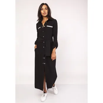 Dámské šaty Dlouhé šaty ve vojenském stylu SUK157 Barva: Černá, Velikost: XS