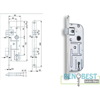 zadlabací zámek HOBES Zámek zadlabací 02-03, rozteč 90 mm, zádlab 60 mm Varianty: 02-03
