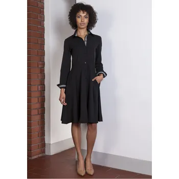 Dámské šaty Rozšířené šaty s límečkem SUK151 Barva: Černá, Velikost: XL