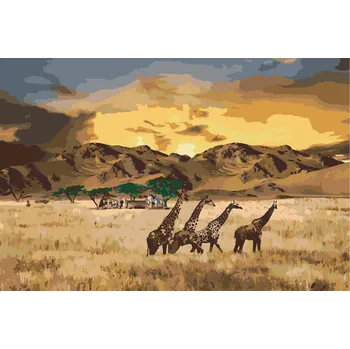 Malování podle čísel - Safari žirafy Velikost: 40x60cm, Rámování: Pouze srolované plátno