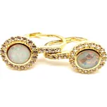 Pozlacené náušnice s bílým syntetickým opálem