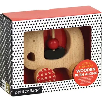Dřevěná hračka Petitcollage Dřevěný slon na kolečkách PTC218
