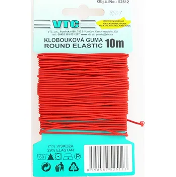 Textilní guma Klobouková guma 1,2mm 10m - 7501 - červená
