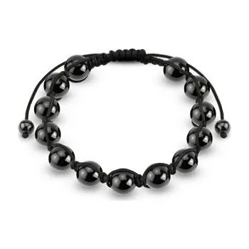 Přívěsek Náramek chirurgická ocel hematit na šňůrce HWSSBSM03