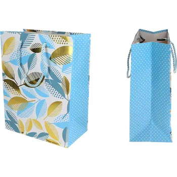Carmani® Carmani - Dárková papírová taška modrá, Lístky - 30*41.5*12 cm