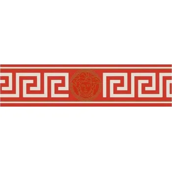 Tapeta A.S. Création | Vliesová bordura na zeď Versace 93522-1 | 13,3 cm x 5 m | bílá, zlatá, červená + Bílá, zlatá, červená vliesová bordura na stěnu 935221 v rozměru 13,3 cm x 5 m